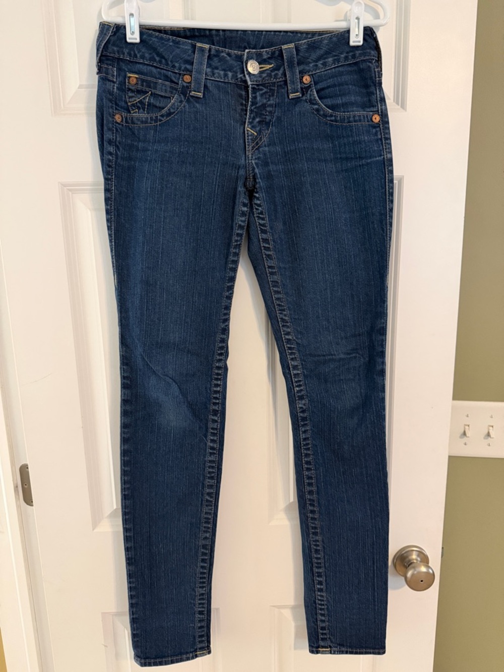 True Religion Women's Skinny Jeans in Dark Indigo Blue
